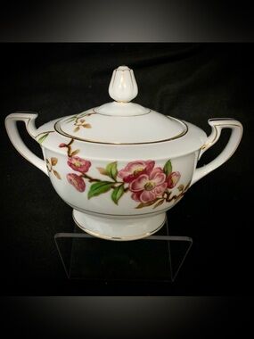 🍒 Narumi “Blossomtime” Covered Sugar Bowl Vintage Japan Floral